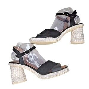 Eric Michael Shoes Women 40 Sandal Block Heel Platform Fashion Ankle Strap Black